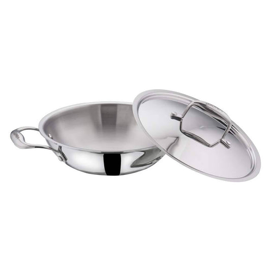 Vinod Platinum Triply Stainless Steel Kadai With Lid - Swadesiicart