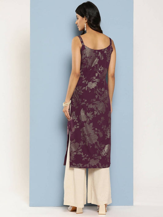 Ahalyaa Women's Traditional wear Kurta - Wine | Swadesiicart