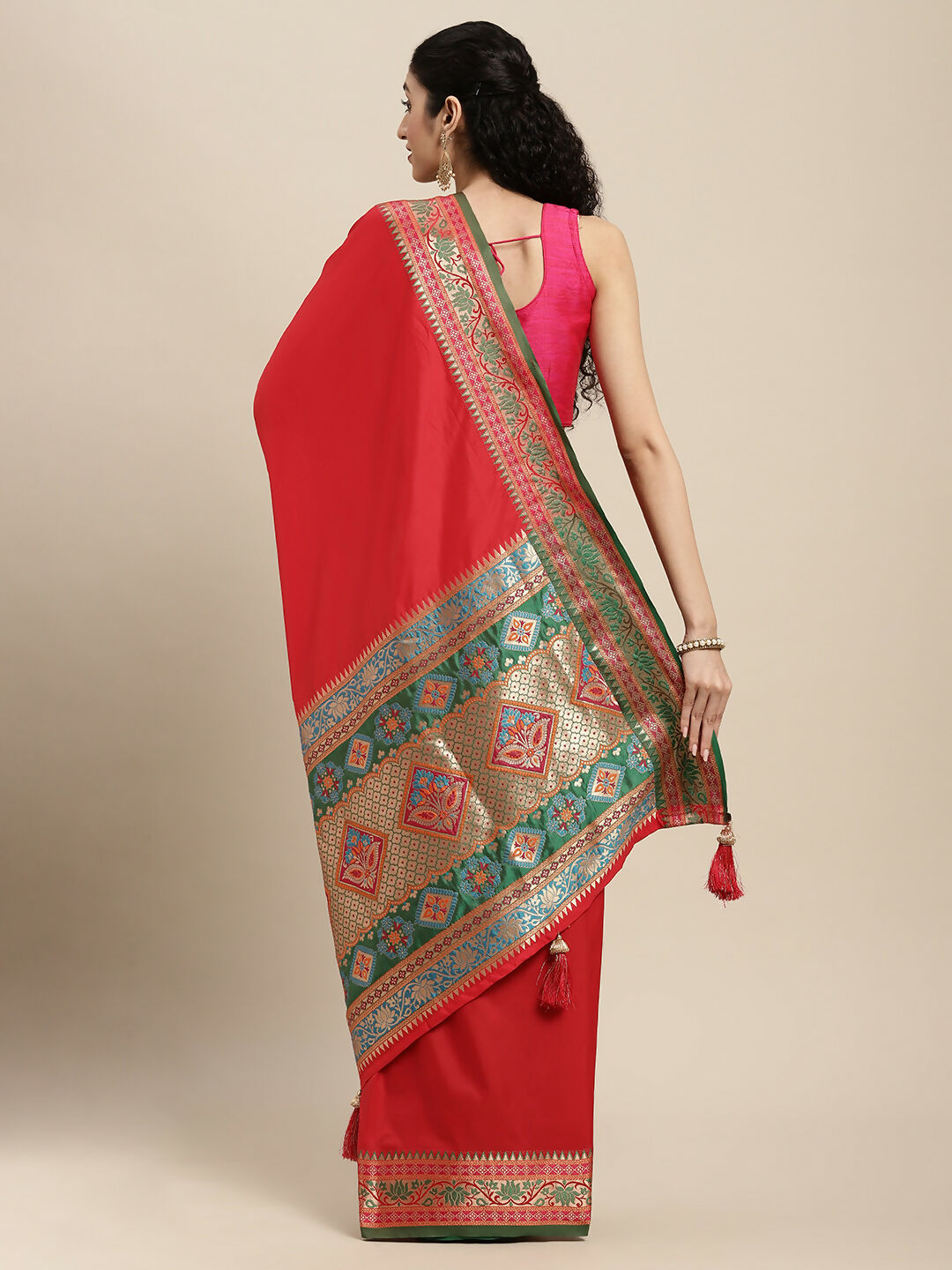 Shree Shyam Fashion Silk Blend Red Saree