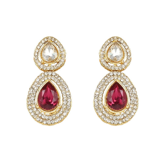 Gold-Polished Traditional Kundan & Stone Studded Choker Necklace Jewellery Set with Earrings & Maang Tikka for Women And Girls - Wahe Jewels