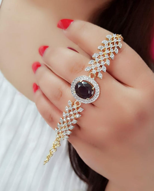 Rhodium-Plated Alloy Stone Studded Designer Bracelets - The Pari - The Pari - Dinesh Associates