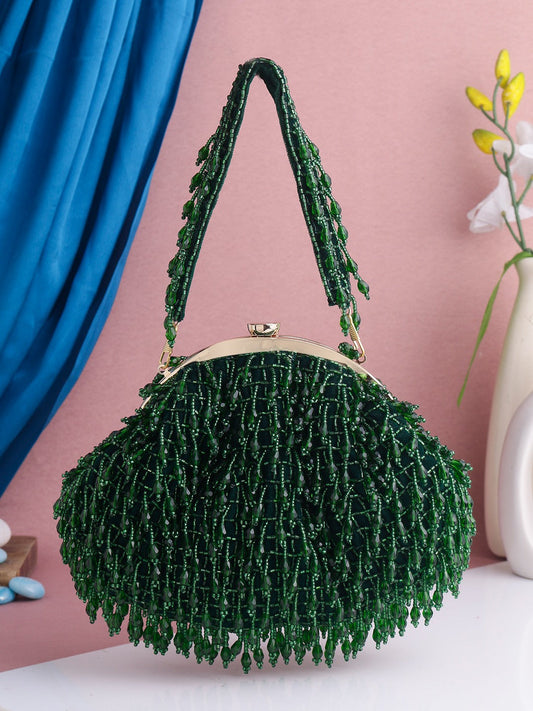 New Stylish Partywear Green Crystal Potli Bag for Womens by House of Ree - Swadesiicart