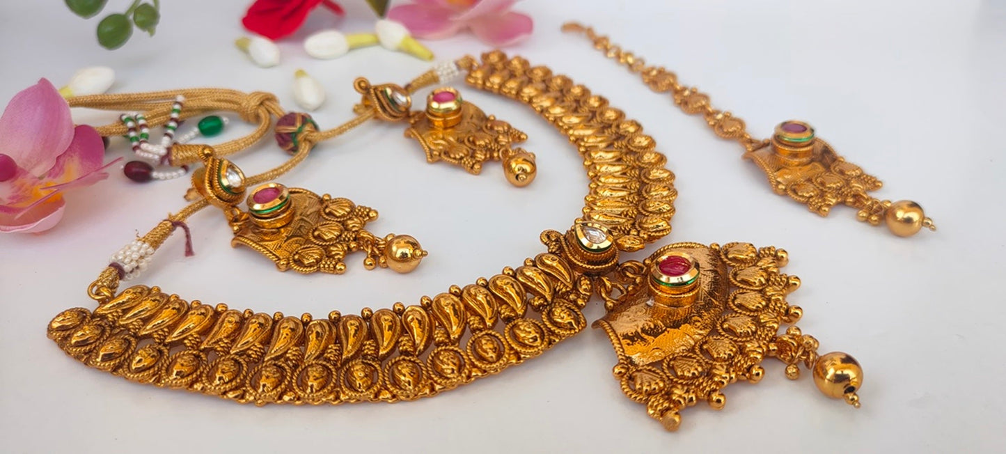 Gold-Polished Bridal Jewelry Set - Swadesiicart