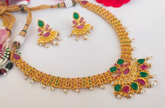 Ruby Emeralds Gold-Polished Bridal Jewelry