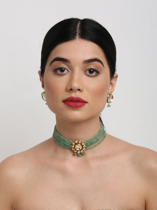 Kundan Choker With Studs - Ruby Raang | Swadesiicart