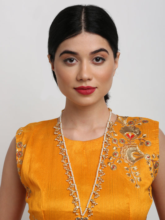 Gold-Polished Kundan Choker - Ruby Raang | Swadesiicart