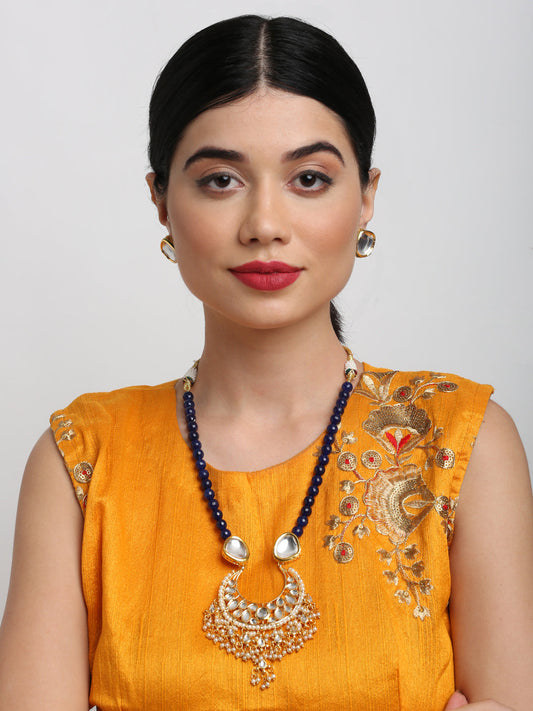 Stone Kundan Neckpiece With Studs - Ruby Raang - Ruby Raang Studio