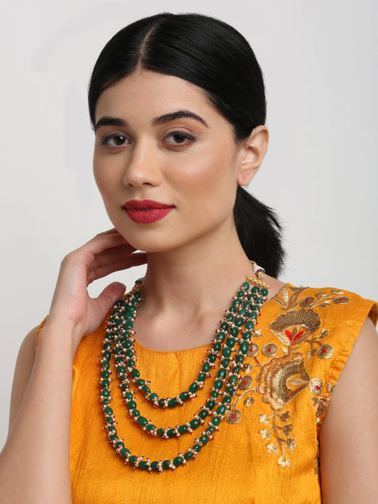 Long Stone Layered Neckpiece - Ruby Raang | Swadesiicart