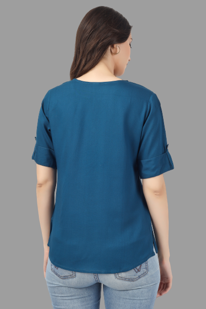 House of RP Women Blue Rayon Solid Casual Tunic | Swadesiicart
