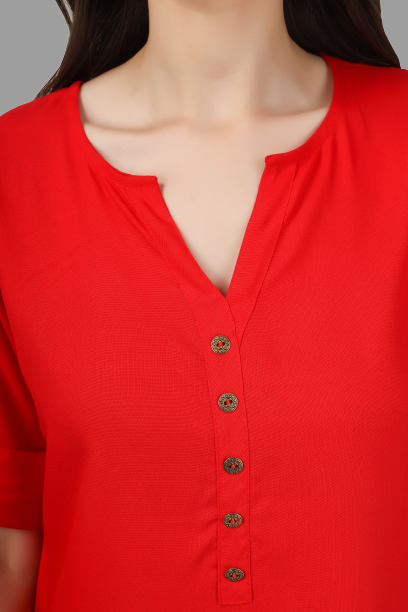 House of RP Women Red Rayon Solid Casual Tunic | Swadesiicart