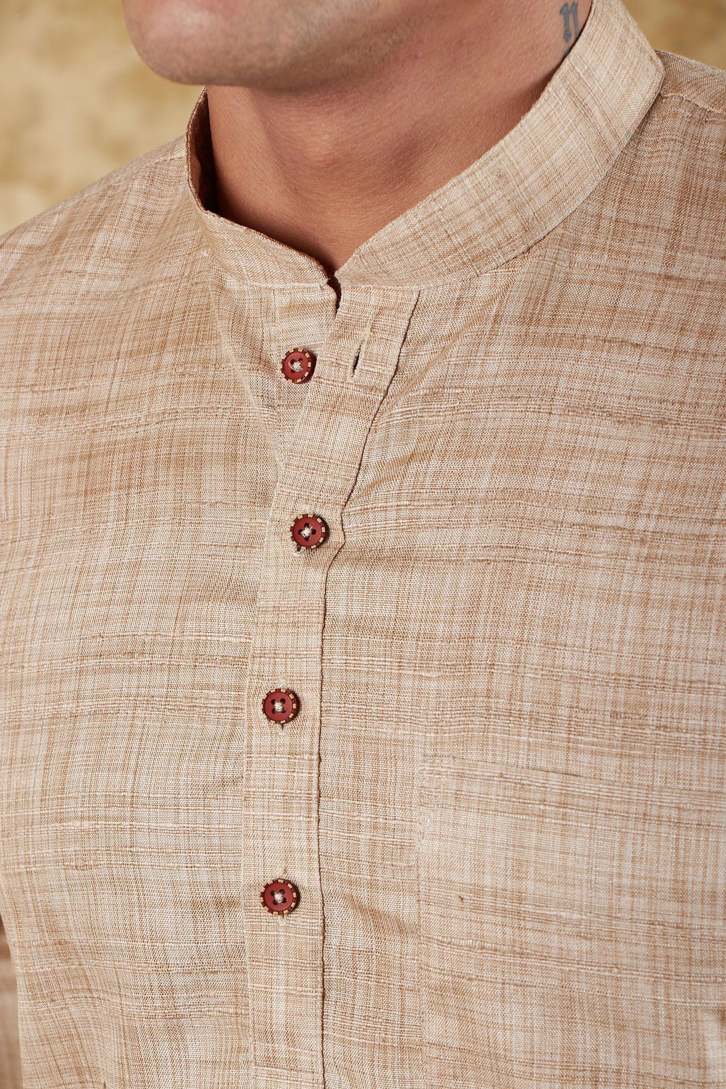 Bluesaanchi Men's Khaki Textured Kurta Set | Swadesiicart