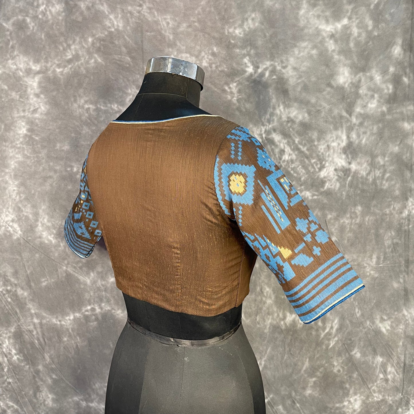 Divine Brown Brown Coloured Chanderi Cotton Weaving Pattern Ready to Wear Blouse - kapda Tailor | Swadesiicart