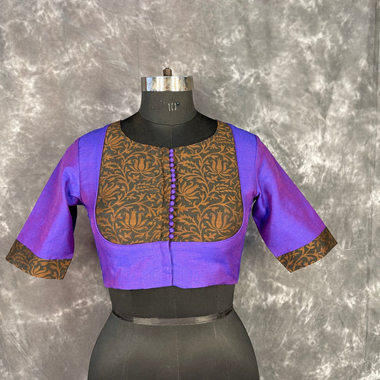 Greeky Blush Purple / Brown Coloured Cotto Silk/Cotton Silk Printed Ready to Wear Blouse - kapda Tailor | Swadesiicart