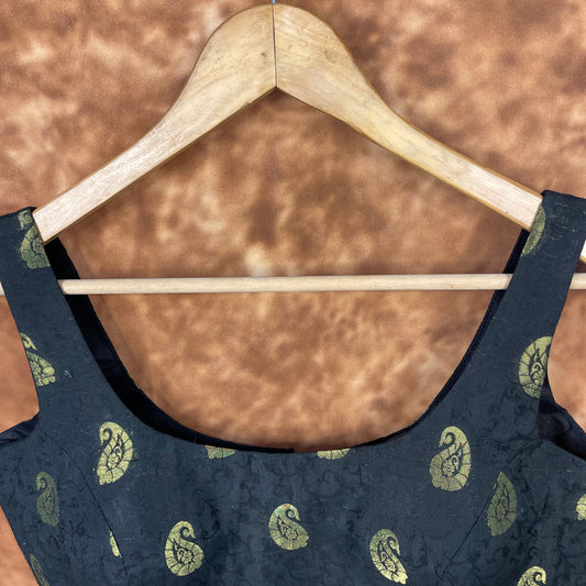 Raven Black Forest Coloured Broket Cotton Ready to Wear Blouse - kapda Tailor | Swadesiicart