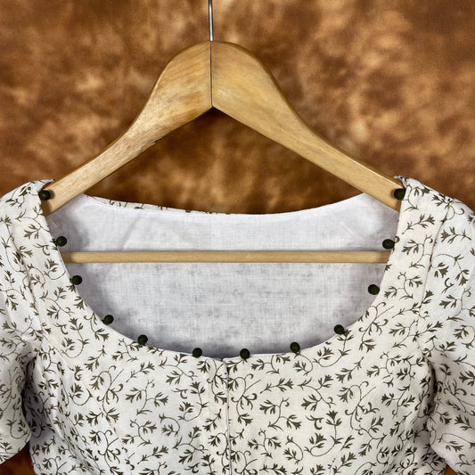 Scenic Holocaust Off White Coloured Chanderi Cotton Printed Ready to Wear Blouse - kapda Tailor