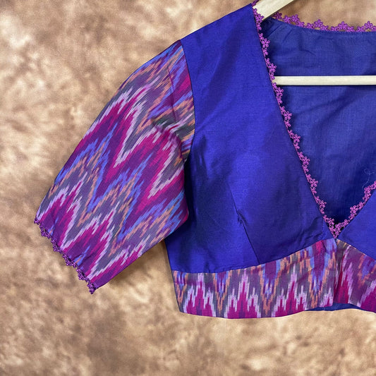 Khwaabon Ka Jharokha Blue Coloured Cotton Silk /Silk Ready to Wear Blouse - kapda Tailor | Swadesiicart