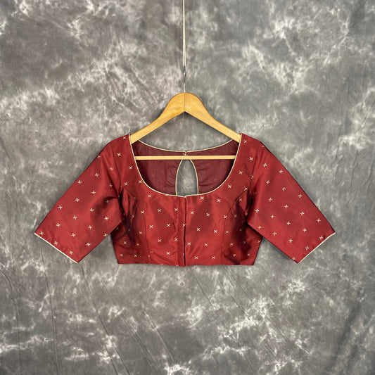 Matargashti Maroon Coloured Silk Ready to Wear Blouse - kapda Tailor | Swadesiicart