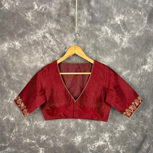 Ehsaas Maroon Coloured Silk Ready to Wear Blouse - kapda Tailor | Swadesiicart