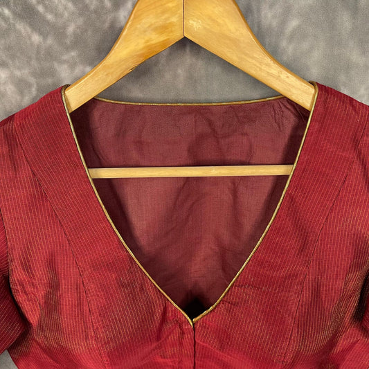 Ehsaas Maroon Coloured Silk Ready to Wear Blouse - kapda Tailor | Swadesiicart