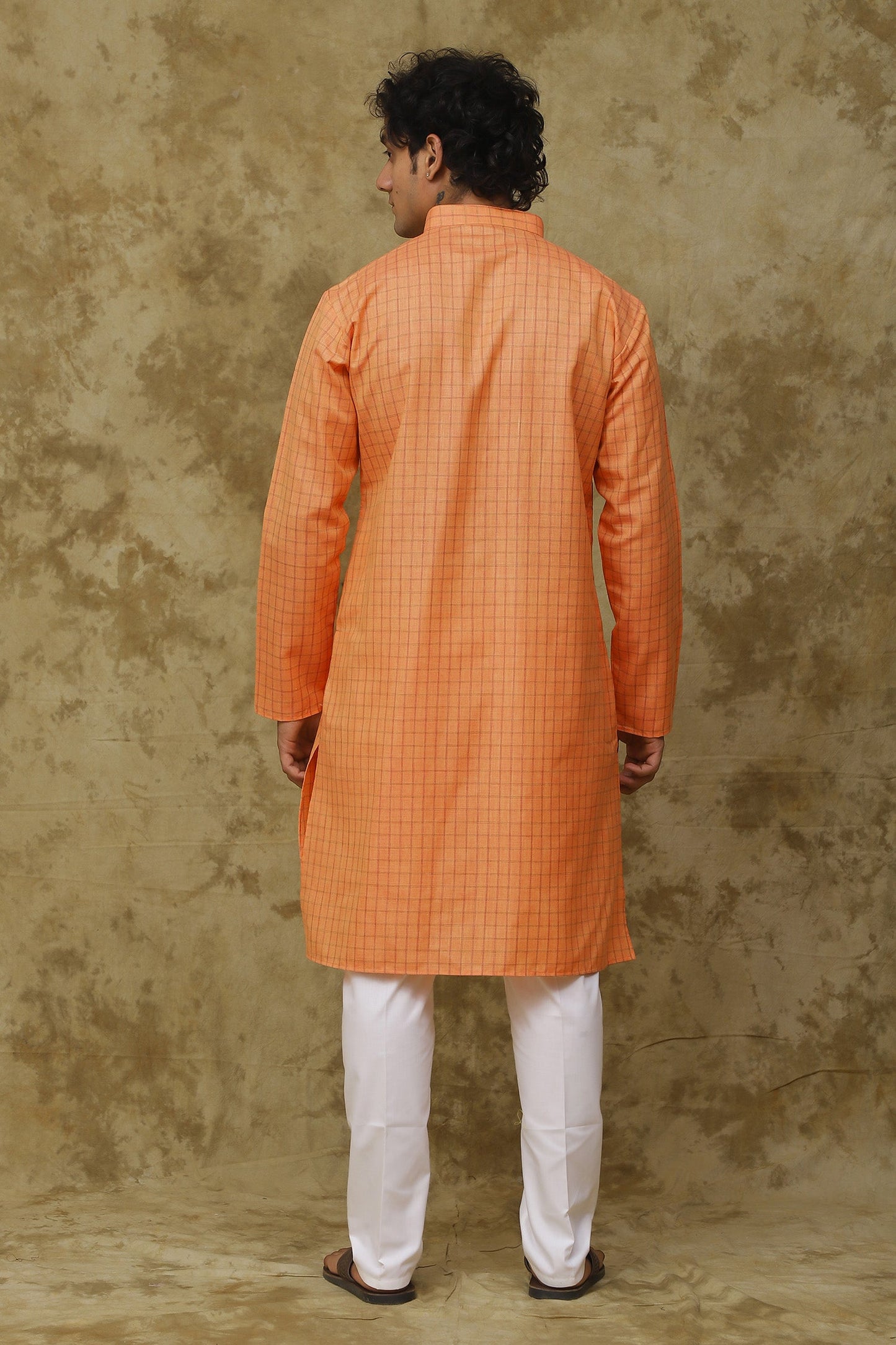 Bluesaanchi Men's Checkered Cotton Kurta Set | Swadesiicart