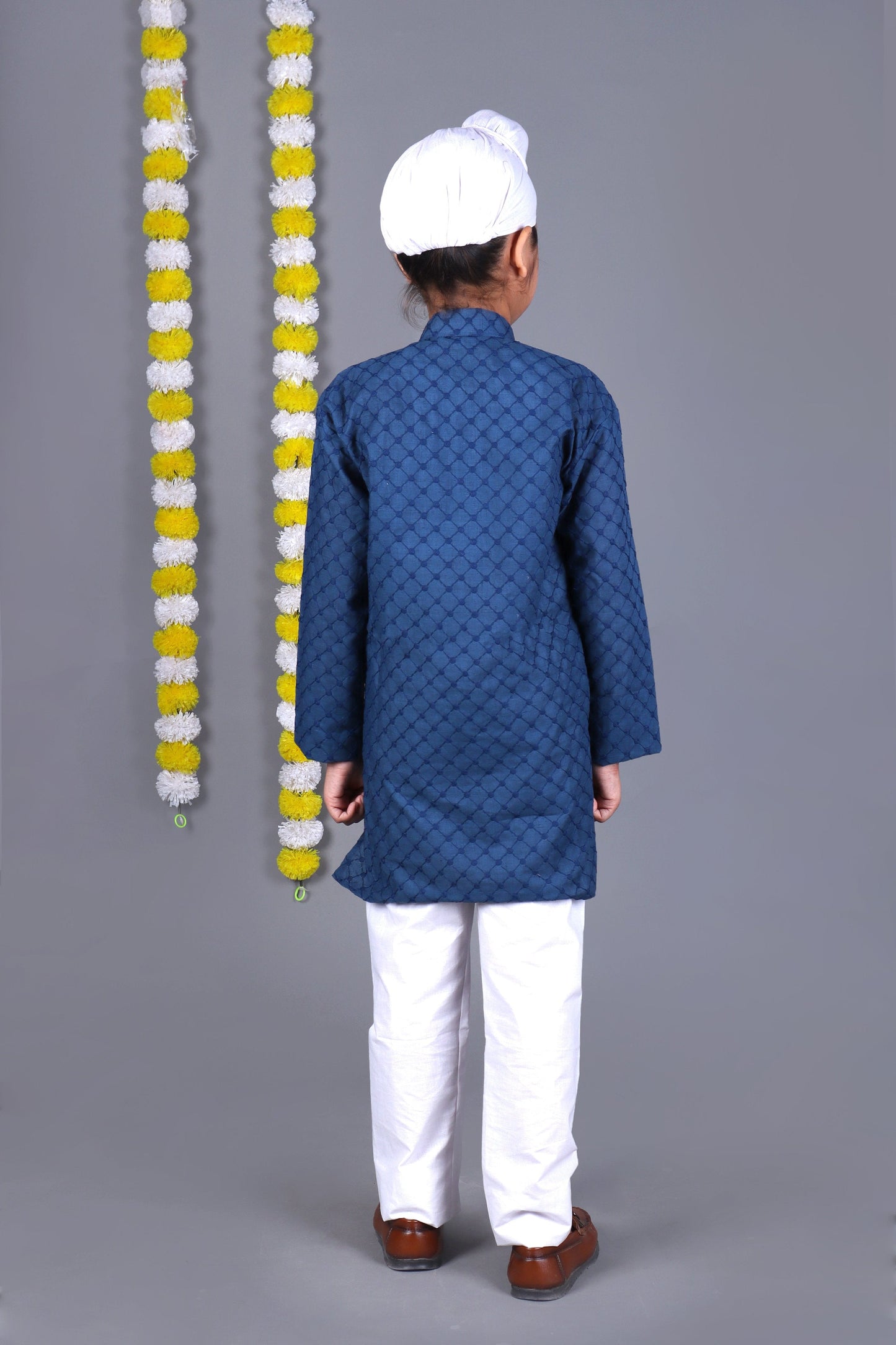 Bluesaanchi Dark Blue Chikankari Embroidery Kurta Set – Elegant & Classic for Your Little One | Swadesiicart
