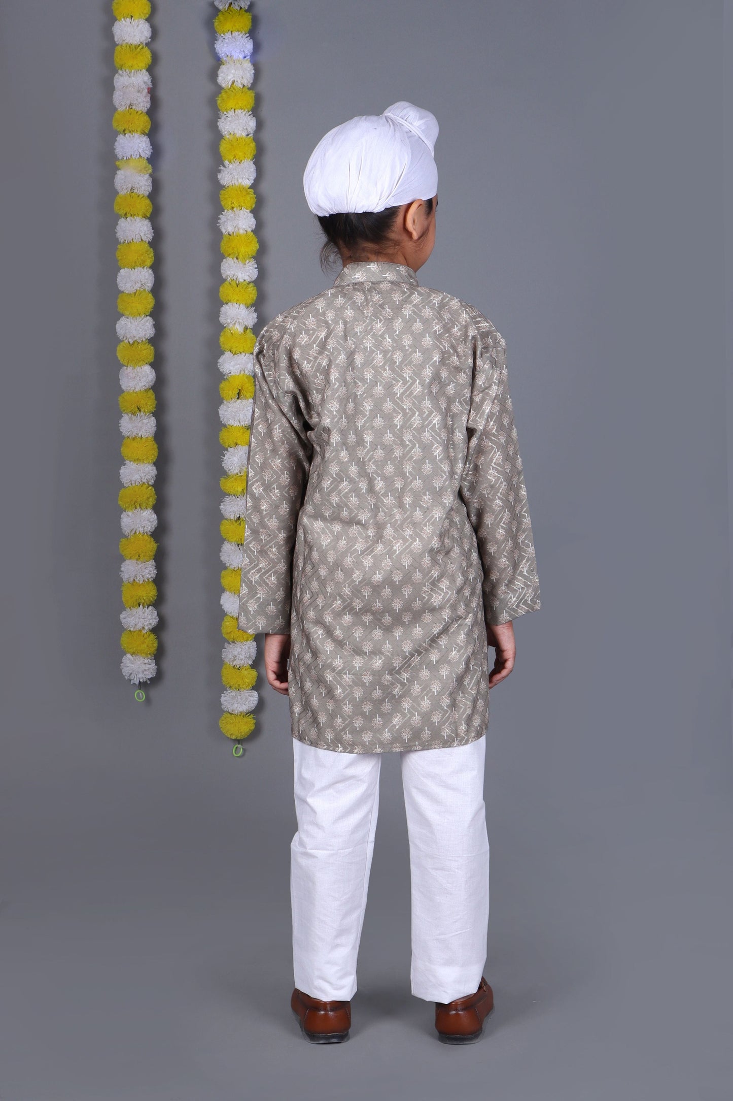 Bluesaanchi Grey Printed Kurta Set – Elegant & Classic for Your Little One | Swadesiicart