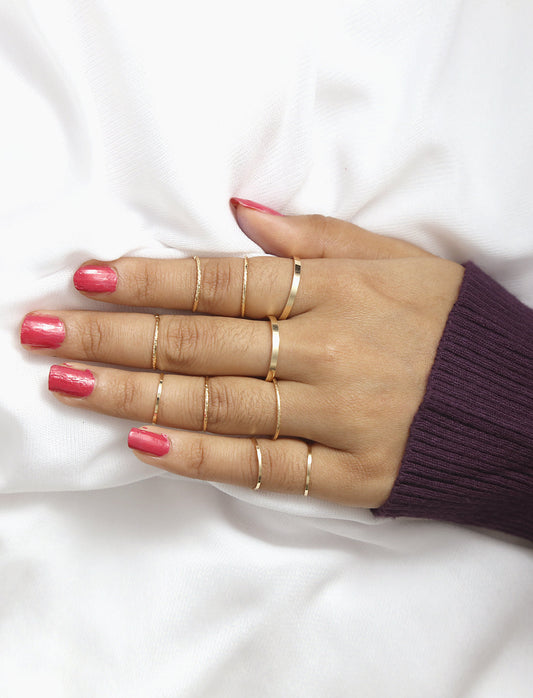 Gold-Polished Alloy Stylish Contemporary Stackable Ring - The Pari | Swadesiicart