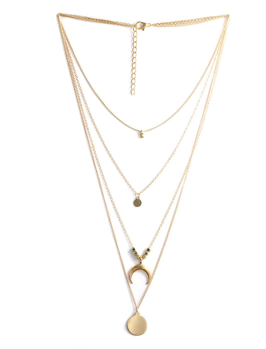 Gold-Polished Alloy Layered Designer Short Necklace - The Pari
