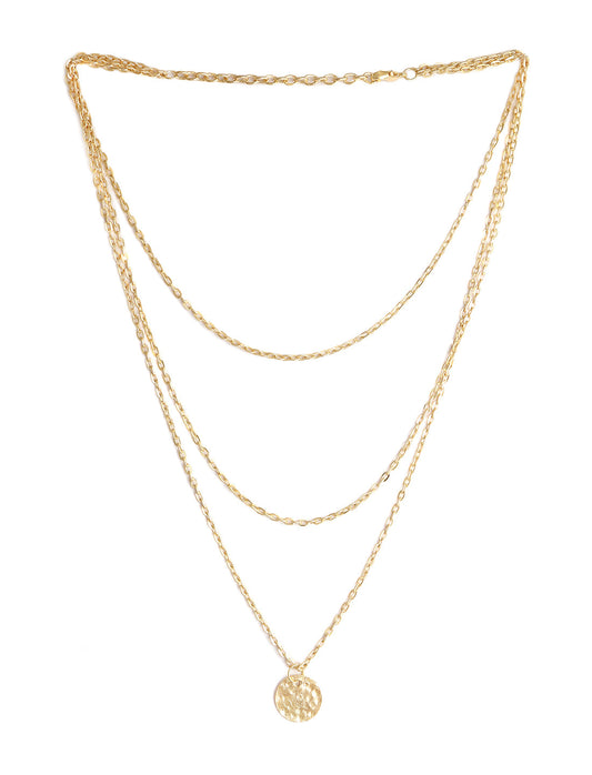 Gold-Polished Alloy Tripple Chain Necklace - The Pari | Swadesiicart