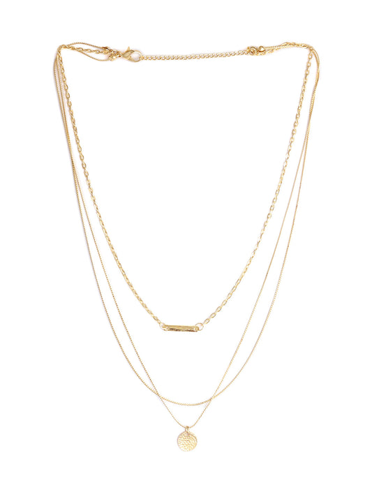 Gold-Polished Alloy Designer Embossed Double Layer Necklace - The Pari