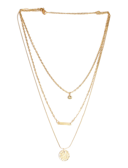 Gold-Polished Alloy Stone Plate & Coin Charm Necklace - The Pari | Swadesiicart