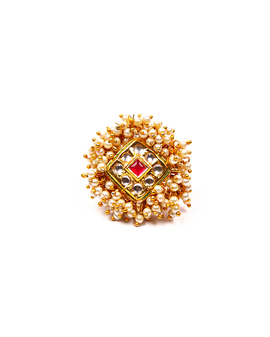 Gold-Polished Alloy Ethnic Designer Cocktail Ring - The Pari | Swadesiicart
