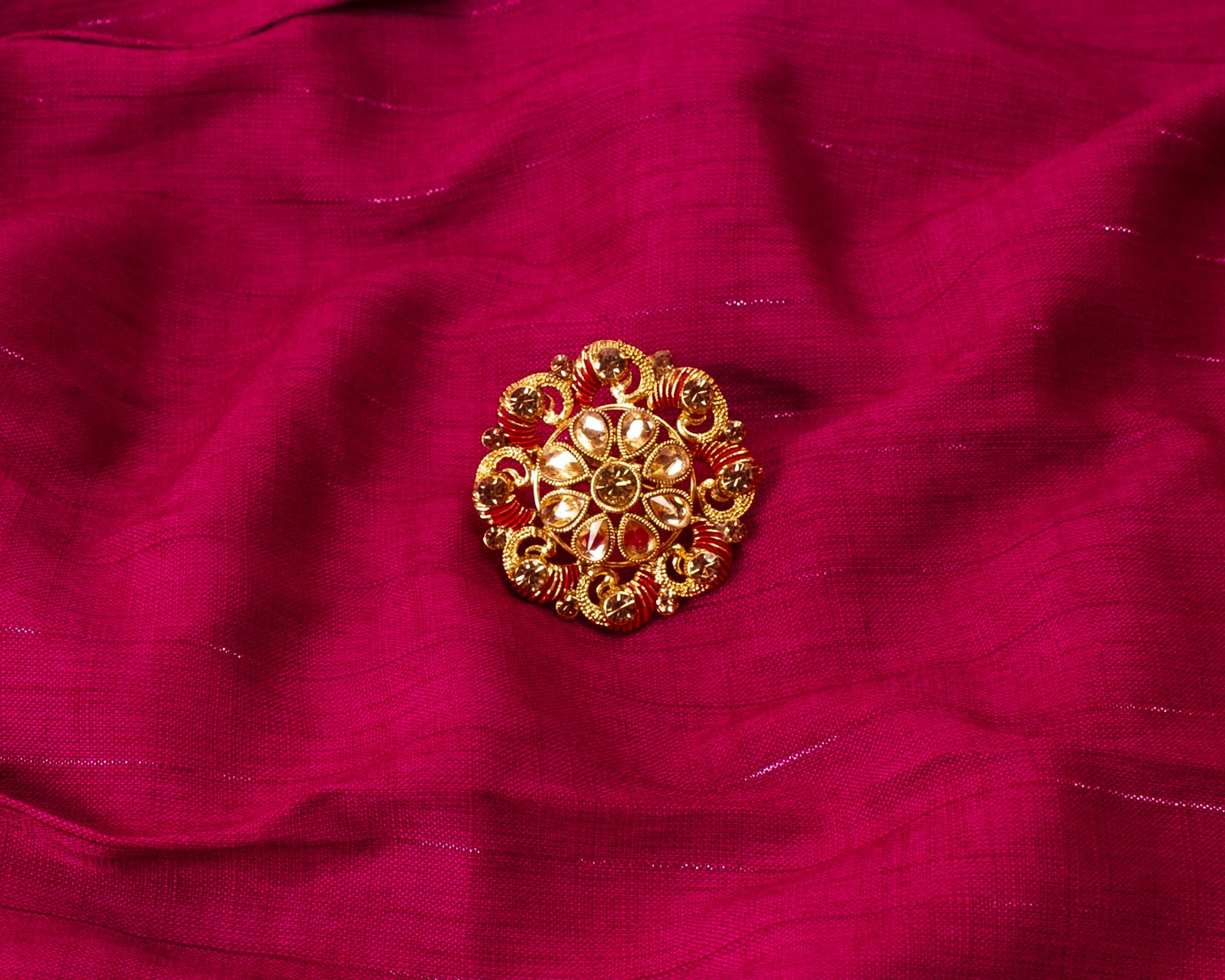Gold-Polished Alloy Ethnic Designer Cocktail Ring - The Pari | Swadesiicart