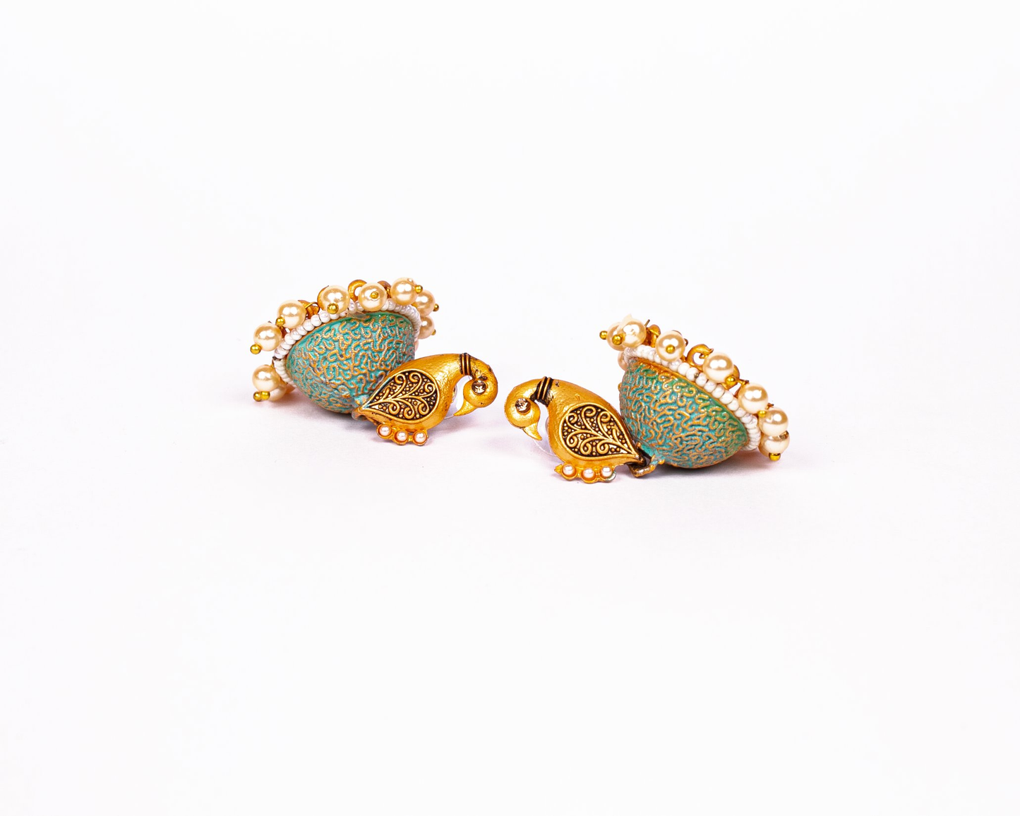 Gold-Polished Alloy Peacock Shape Jhumki Earrings - The Pari - Swadesiicart