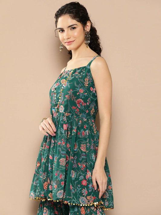 Ahalyaa Womens Kurta Set - Green | Swadesiicart