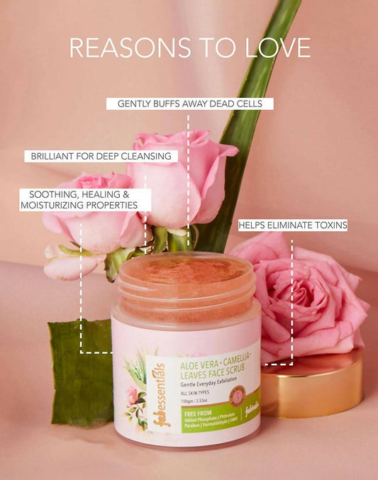Fabessentials Aloe Vera Camellia Leaves Face Scrub - Swadesiicart