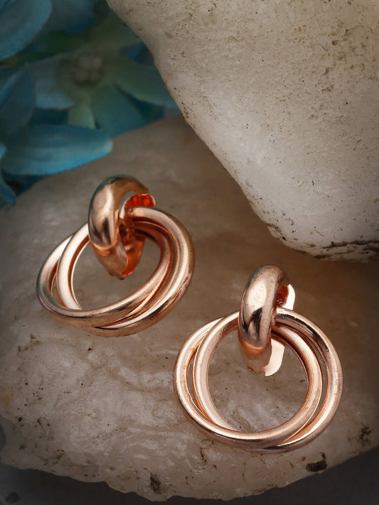 NVR Women's Western Gold-Polished Circular Metal Hoop Earrings | Swadesiicart
