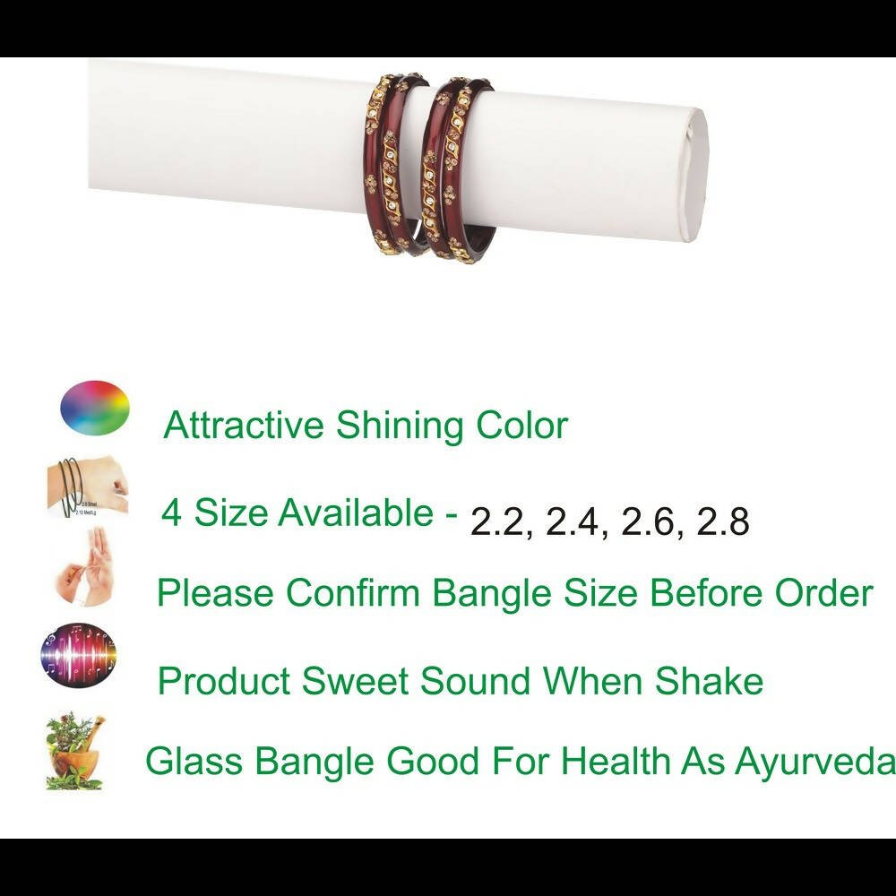Afast Bridal Wedding & Party Fashionable Colorful Glass Bangle/Kada Set, Pack Of 4 - Swadesiicart