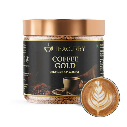 Teacurry Gold Instant Coffee Powder - Arabica Freeze Dried Coffee for Instant Hot & Cold Coffee - Teacurry