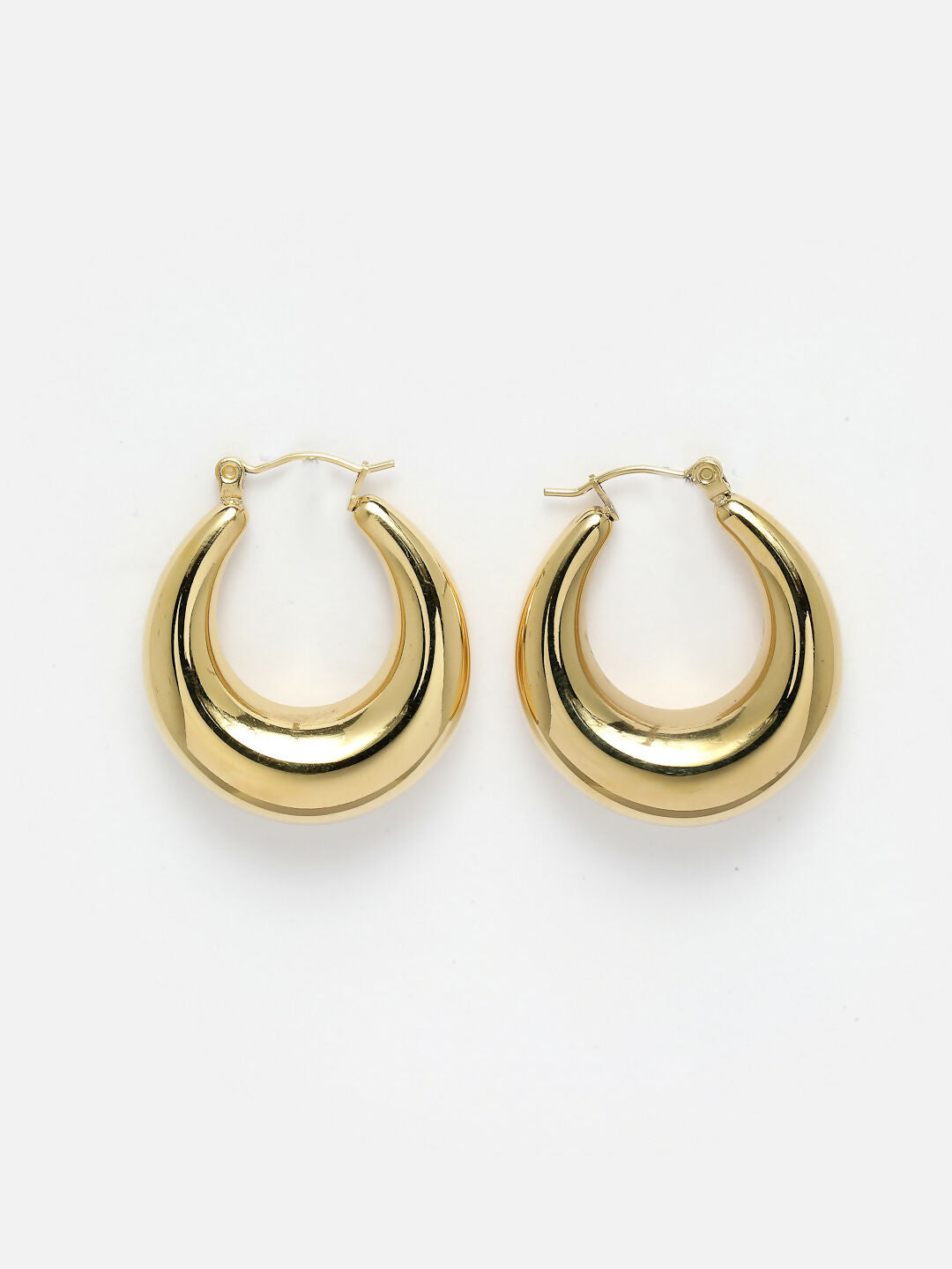NVR Gold-Polished Contemporary Hoop Earrings | Swadesiicart