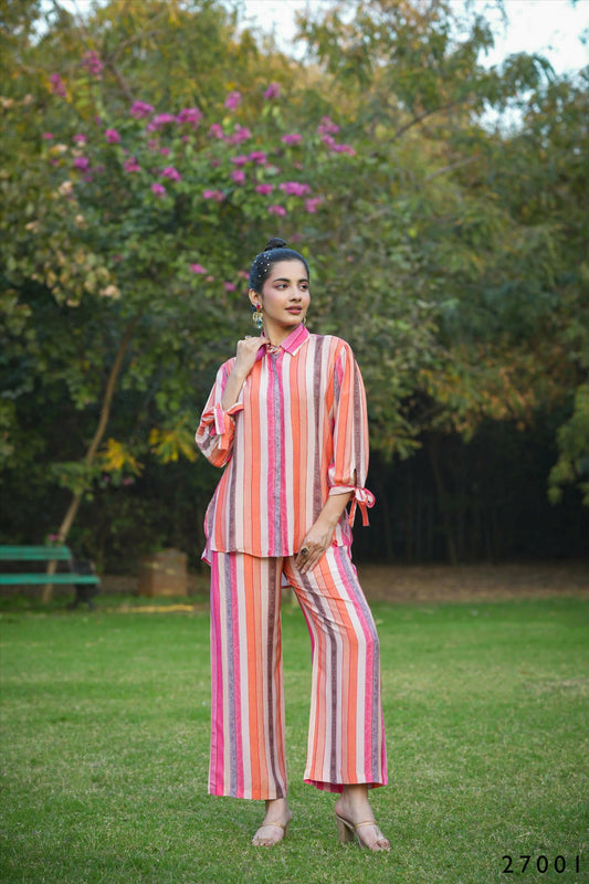 Women's Casual Fashionable Multi Mull Cotton co-ord set - Anya - Swadesiicart
