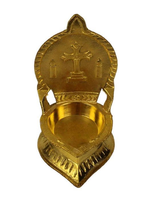 Spillbox Gold-Toned Brass Cross Diya Pooja Essential | Swadesiicart