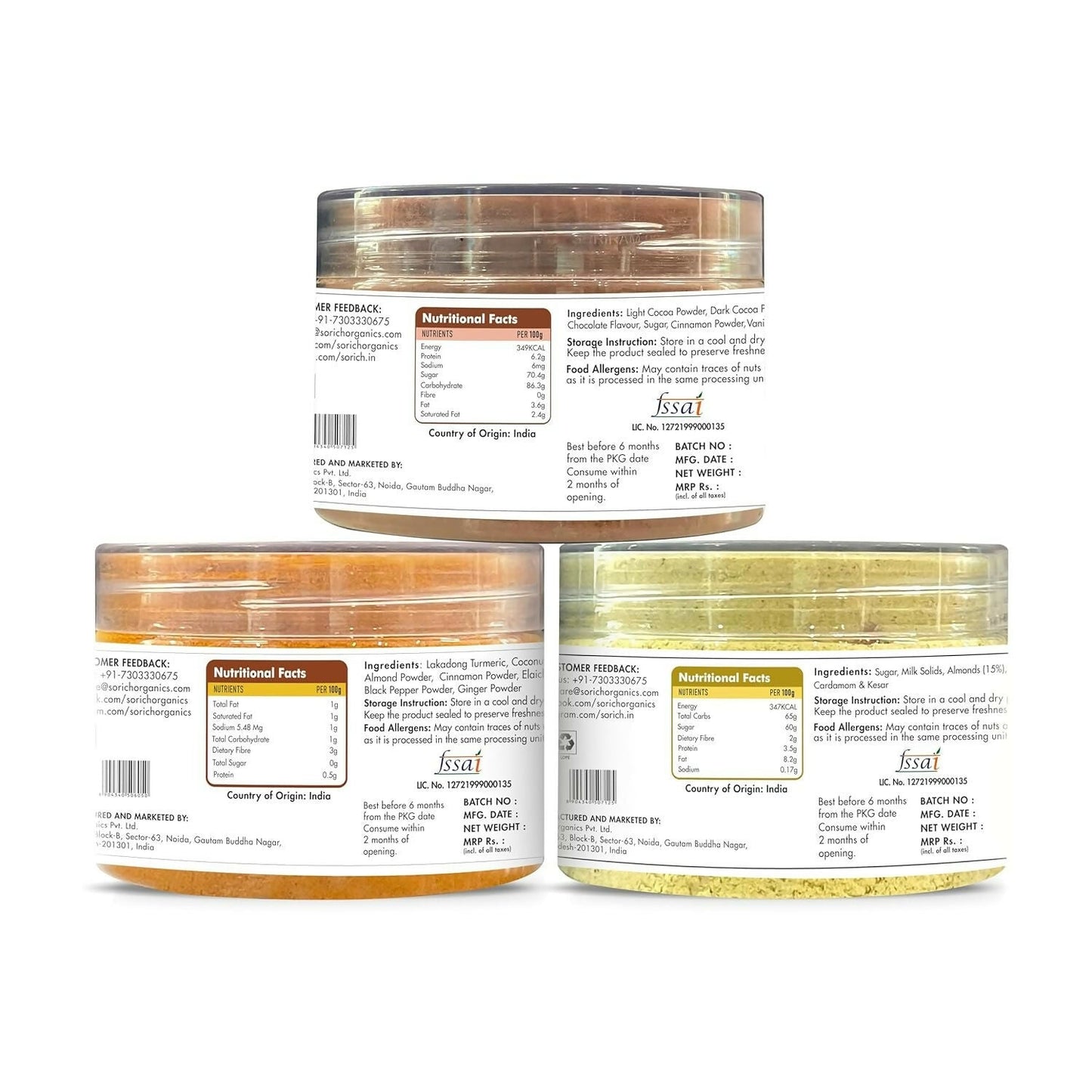 Sorich Organics Chocolate Badam Milk Golden Latte Jars Combo | Swadesiicart