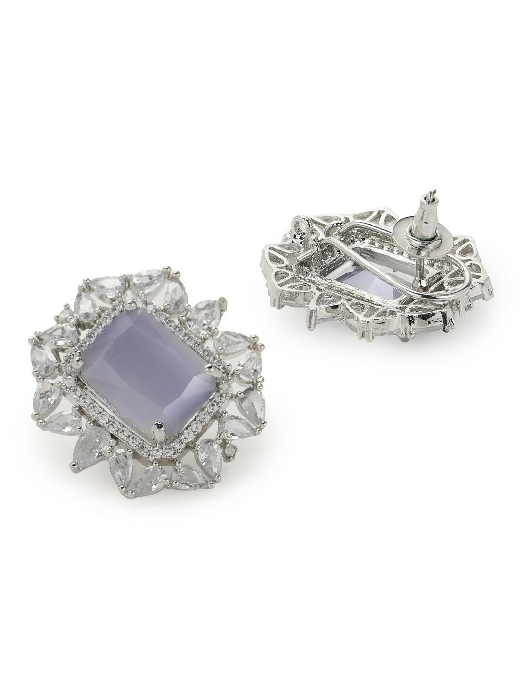 Diamond and Stone Earrings with Maang Tikka- Ruby Raang