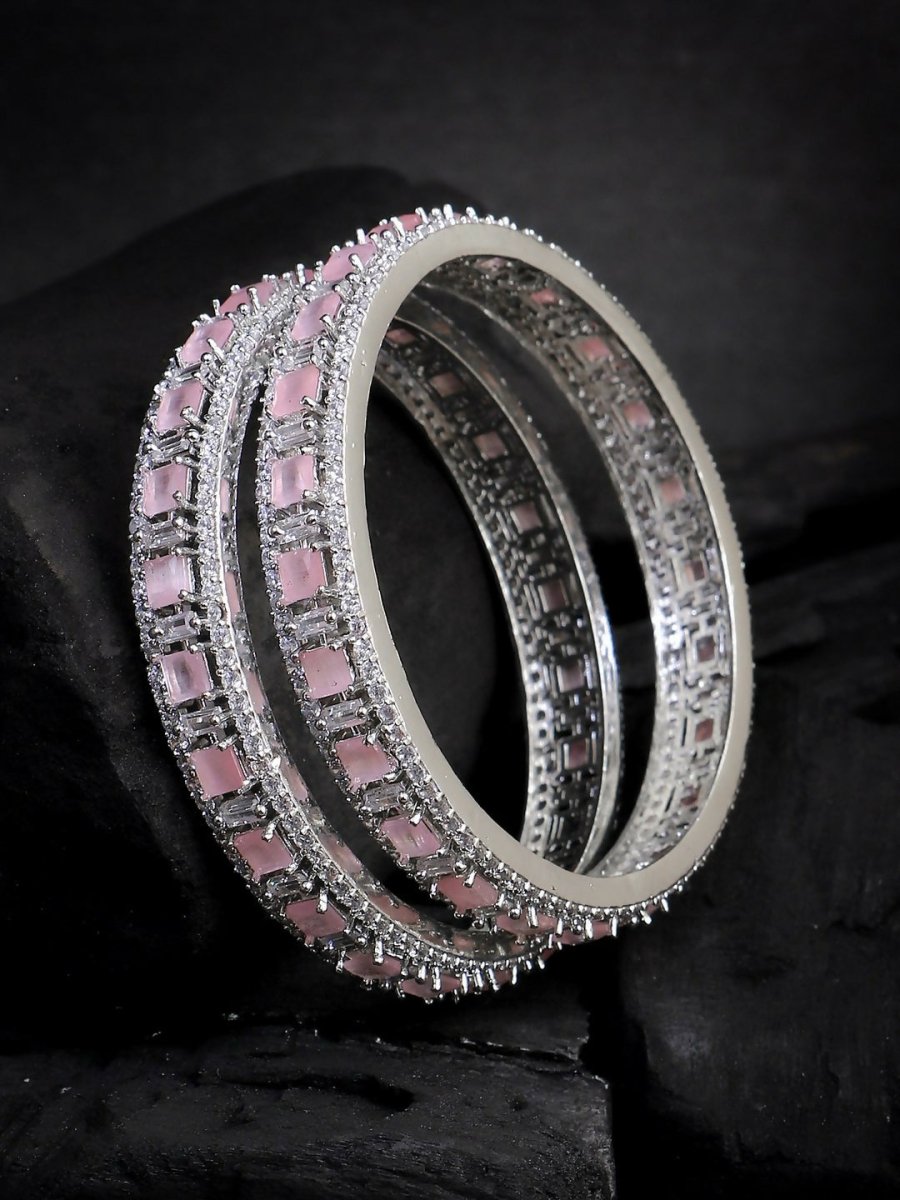 American Diamond Pink Partywear Bangles By House of Ree - Swadesiicart