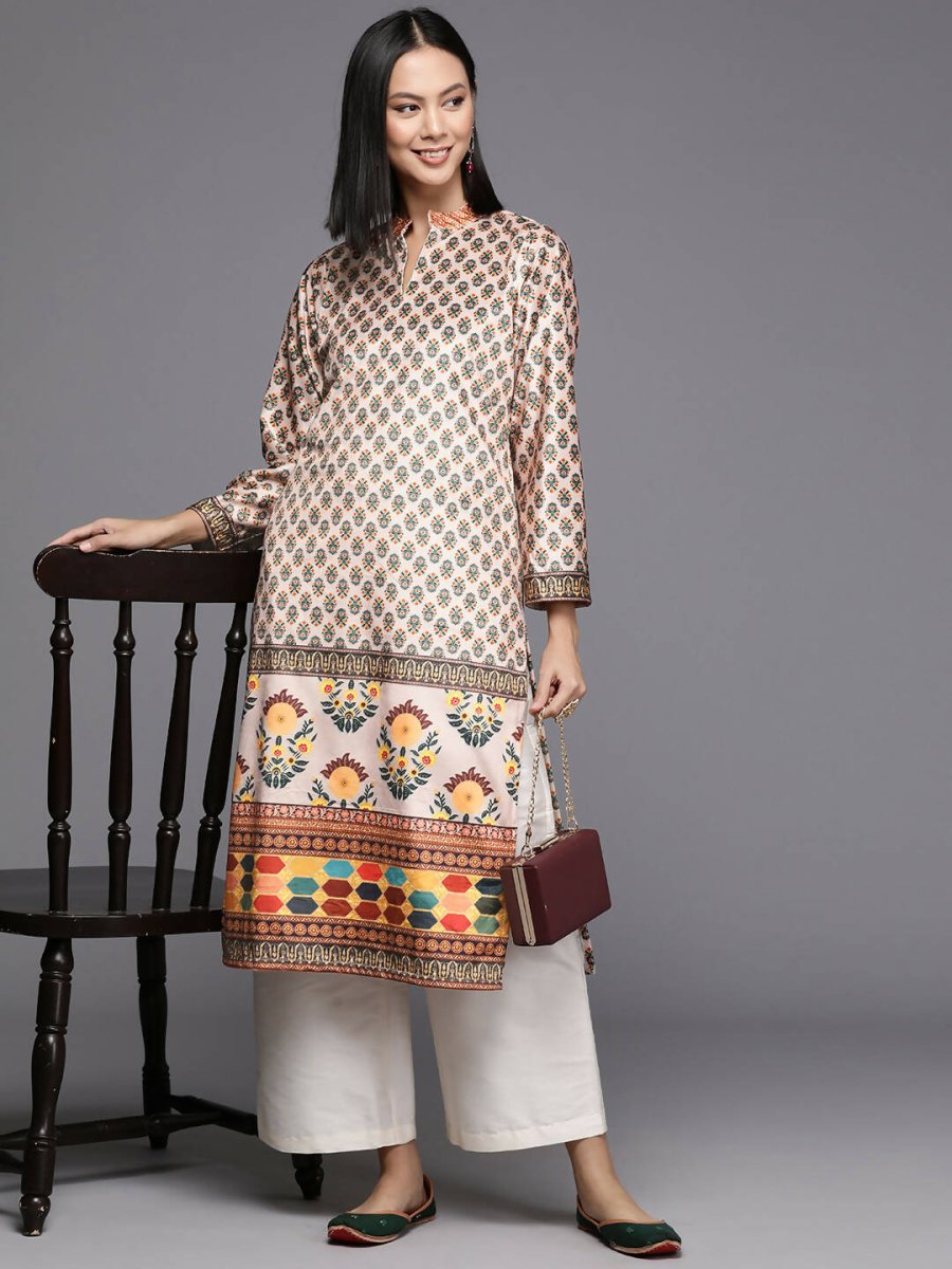 Ahalyaa Women's Traditional wear Kurta - Nude | Swadesiicart