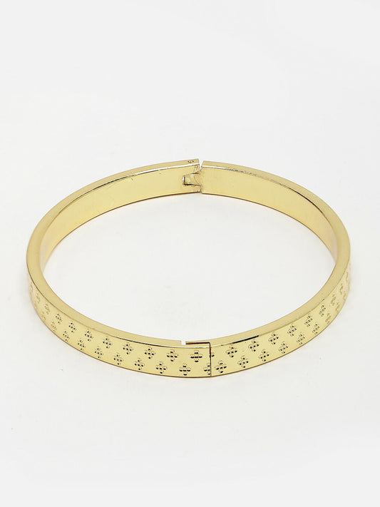 NVR Men's Gold-Polished Stainless Steel Kada Bracelet