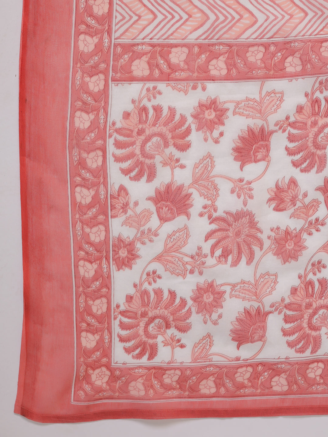 Janasya Straight Cambric White Floral Notch Neck Set - Swadesiicart