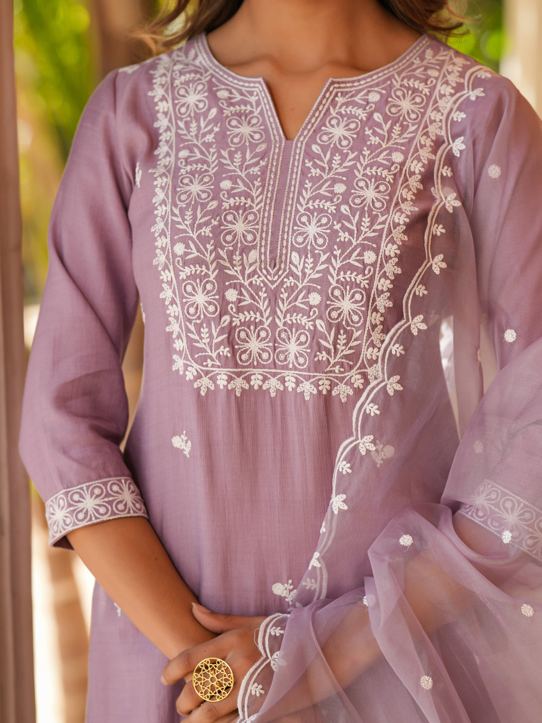 Janasya Light Silk Blend Embroidered Straight Kurta Set | Swadesiicart