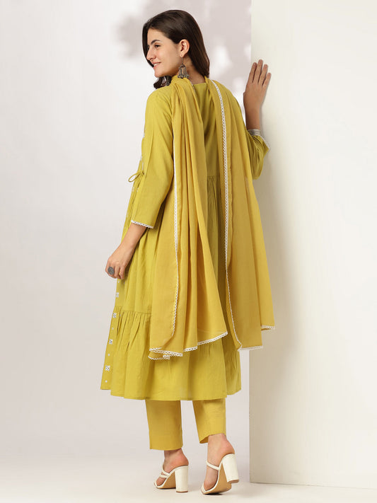 Janasya Bright Cotton Embroidered Angrakha Kurta Set | Swadesiicart